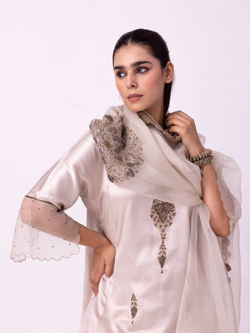 Khaab Kurta mushroo kurta/kurta set by Shades of India in beige for women in Singapore