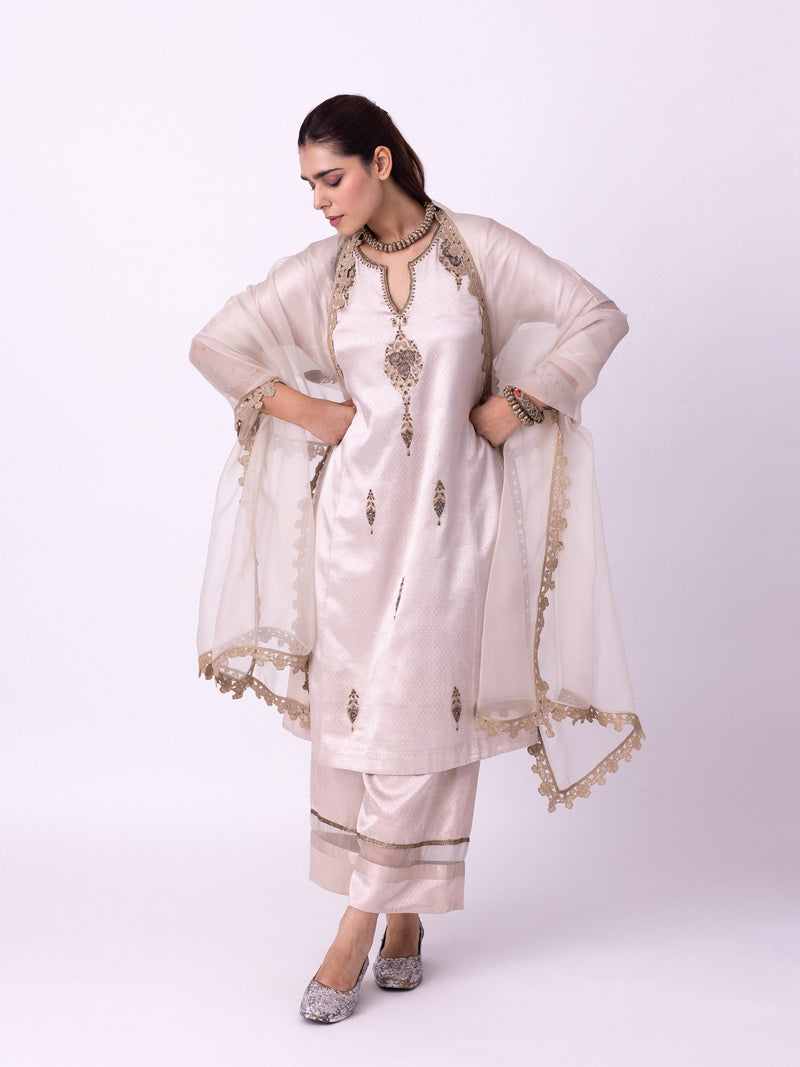Khaab Kurta mushroo kurta/kurta set by Shades of India in beige for women in Singapore