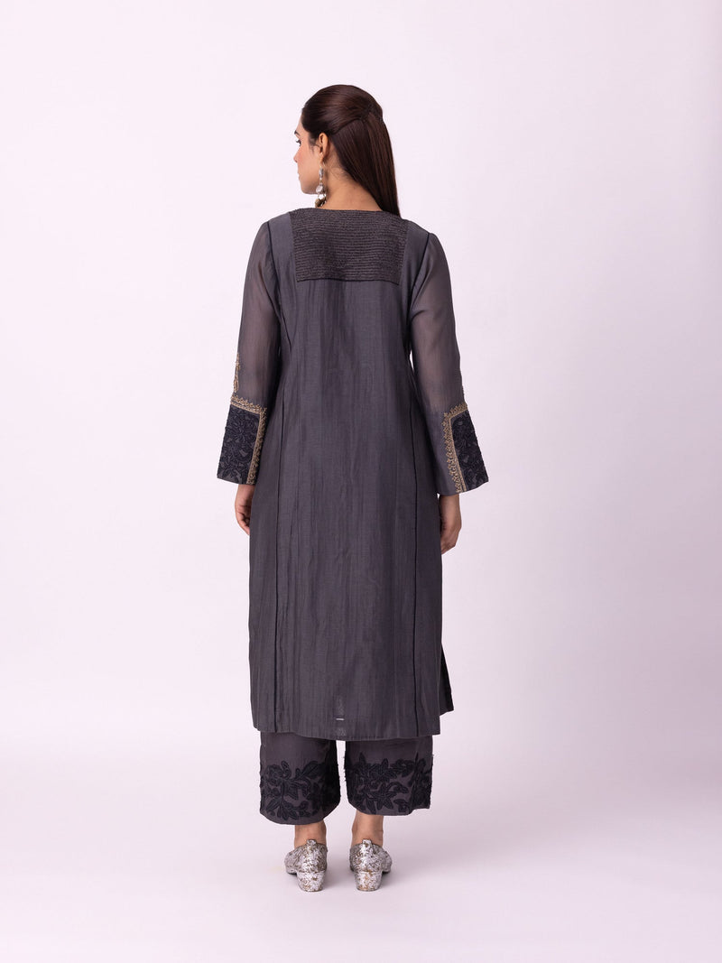 Nefert Kurta chanderi kurta/kurta set by Shades of India in charcoal for women in Singapore