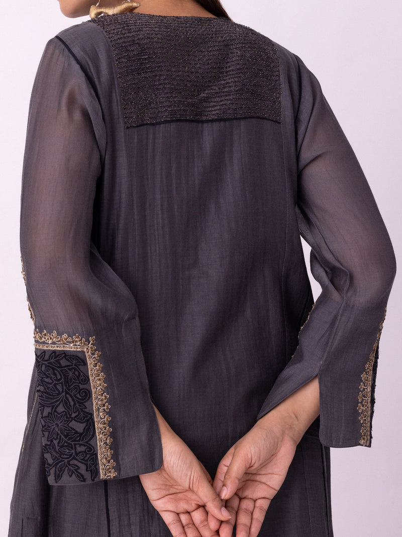 Nefert Kurta chanderi kurta/kurta set by Shades of India in charcoal for women in Singapore