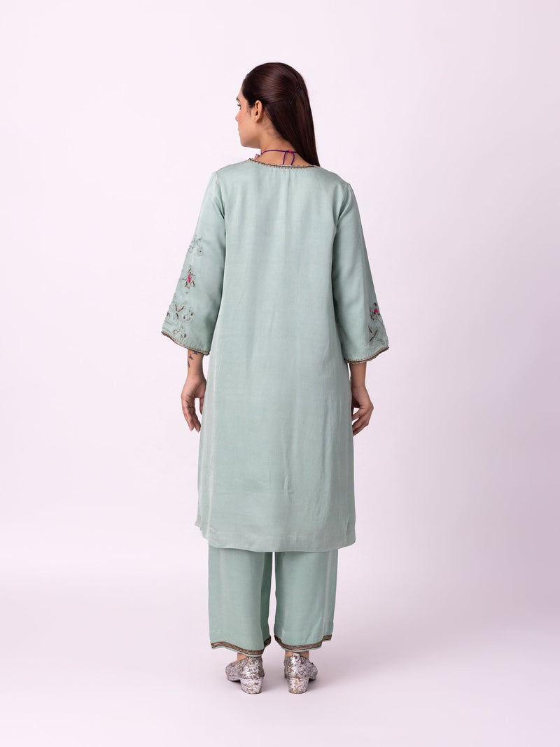 Qasr Kurta linen blend kurta/kurta set by Shades of India in blue for women in Singapore