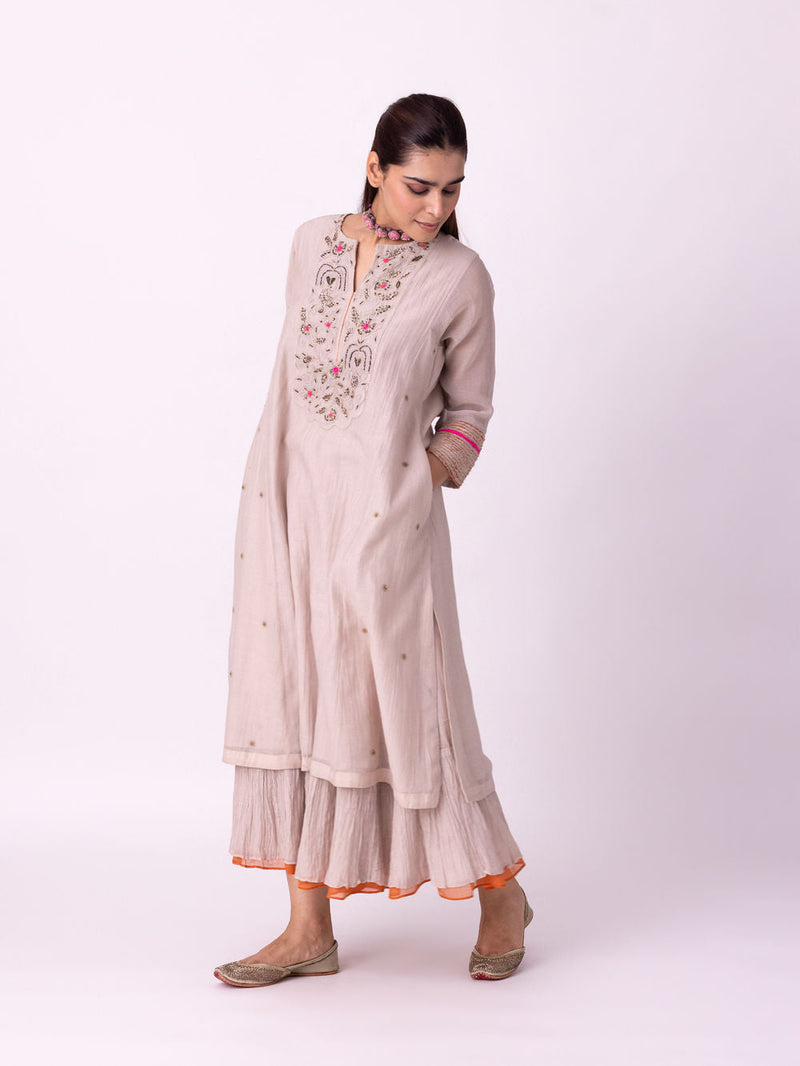 Zariyat Kurta chanderi kurta/kurta set by Shades of India in beige for women in Singapore