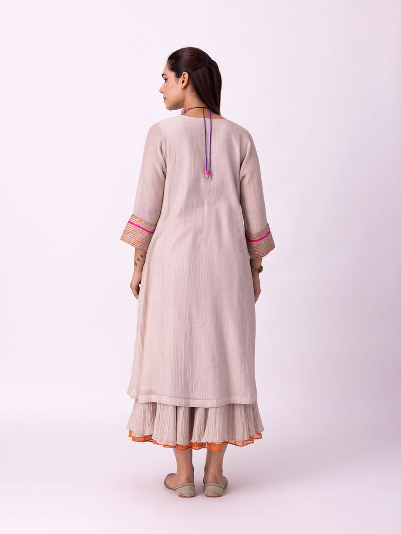 Zariyat Kurta chanderi kurta/kurta set by Shades of India in beige for women in Singapore