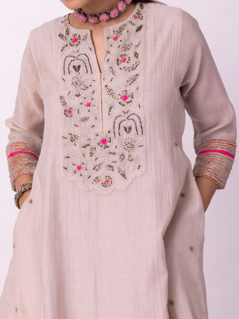 Zariyat Kurta chanderi kurta/kurta set by Shades of India in beige for women in Singapore