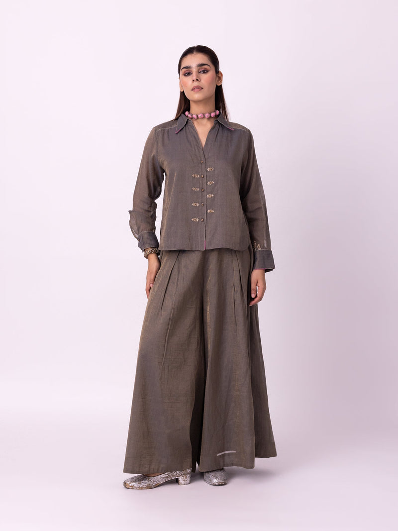 Asni Shirt tissue indo-western by Shades of India in blue for women in Singapore