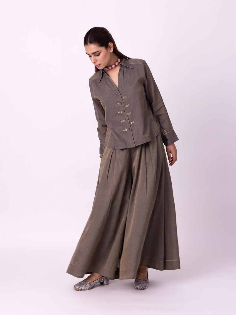 Asni Shirt tissue indo-western by Shades of India in blue for women in Singapore