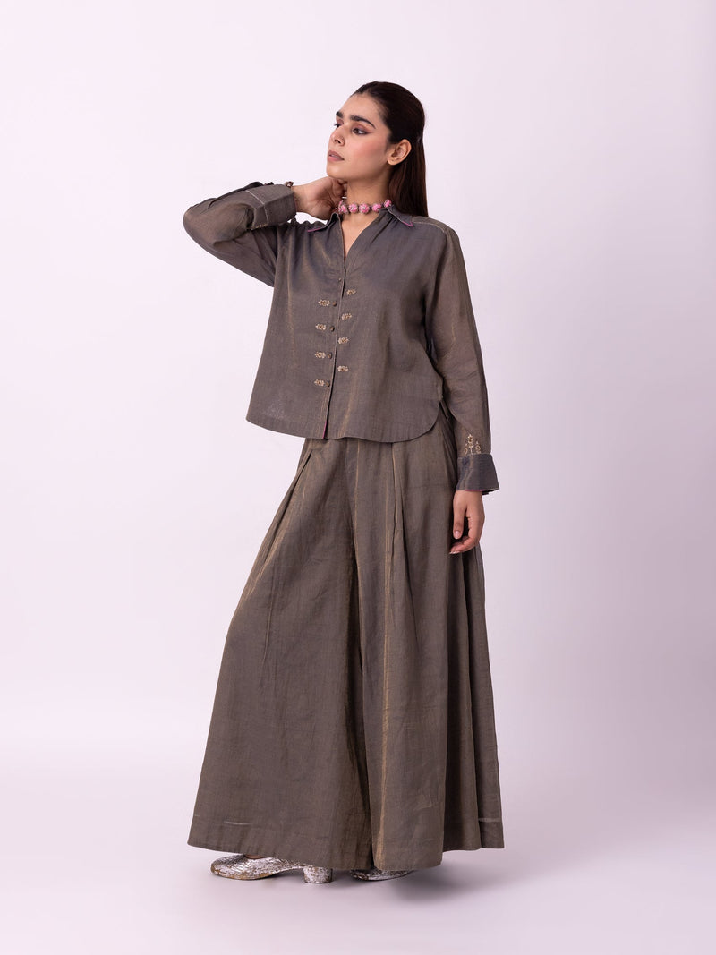 Asni Shirt tissue indo-western by Shades of India in blue for women in Singapore