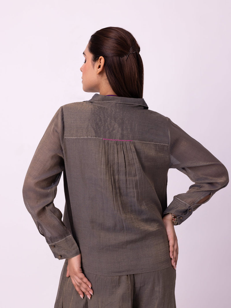 Asni Shirt tissue indo-western by Shades of India in blue for women in Singapore