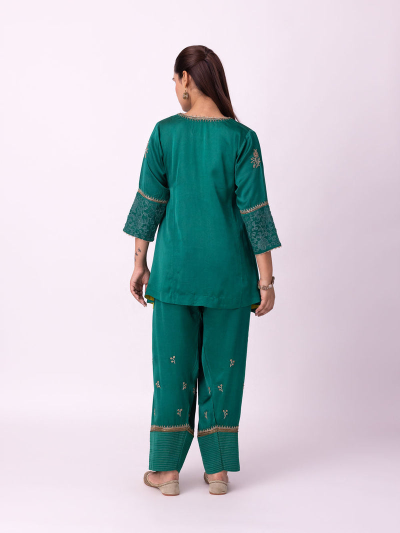 Reejh Short Kurta linen blend kurta/kurta set by Shades of India in green for women in Singapore