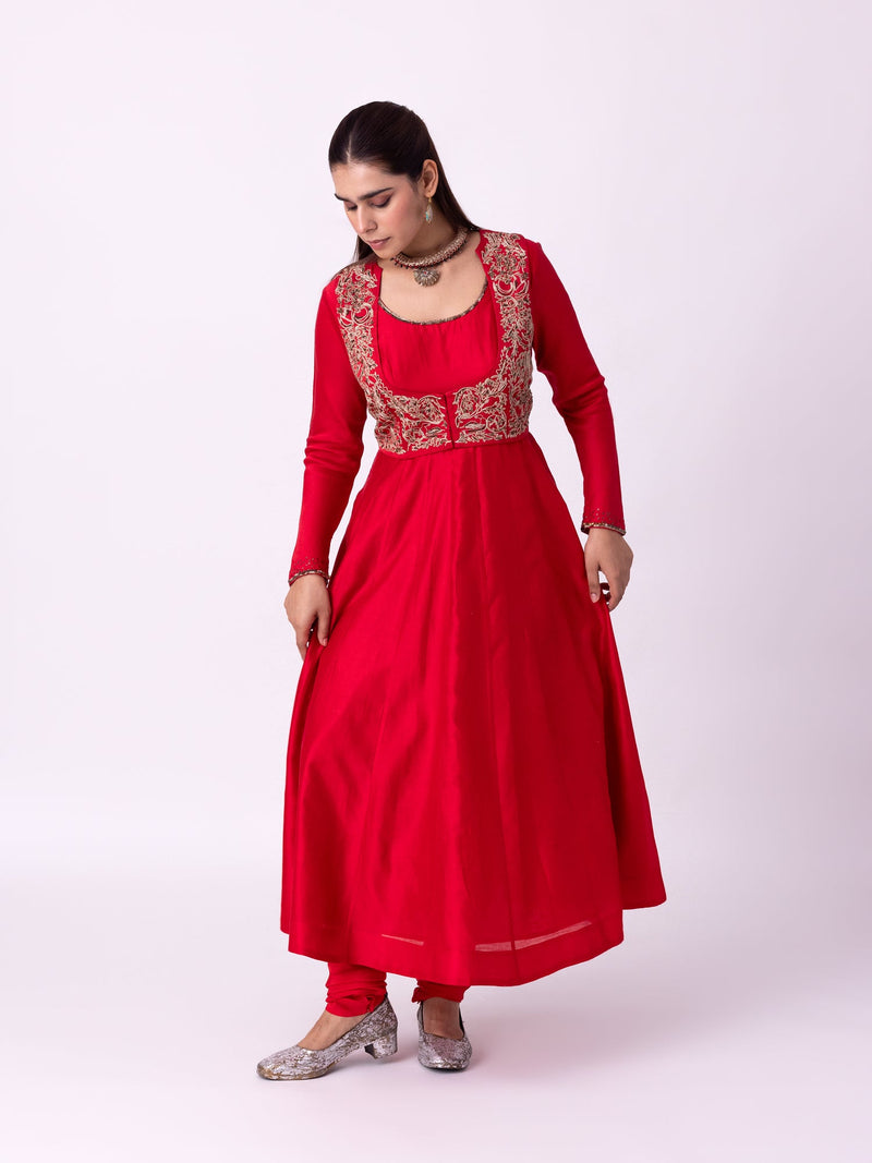 Kurpasa Kurta chanderi kurta/kurta set by Shades of India in red for women in Singapore