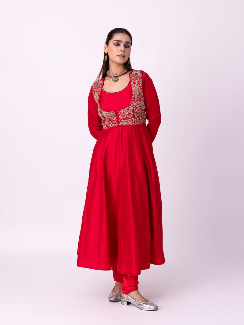 Kurpasa Kurta chanderi kurta/kurta set by Shades of India in red for women in Singapore