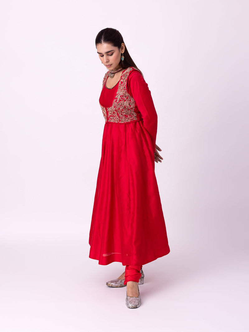 Kurpasa Kurta chanderi kurta/kurta set by Shades of India in red for women in Singapore