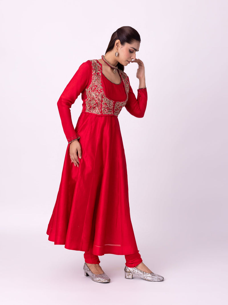Kurpasa Kurta chanderi kurta/kurta set by Shades of India in red for women in Singapore