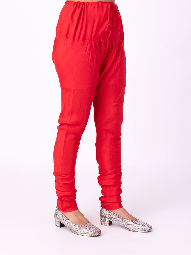 Chunat Churidaar silk pyjama/salwar by Shades of India in red for women in Singapore