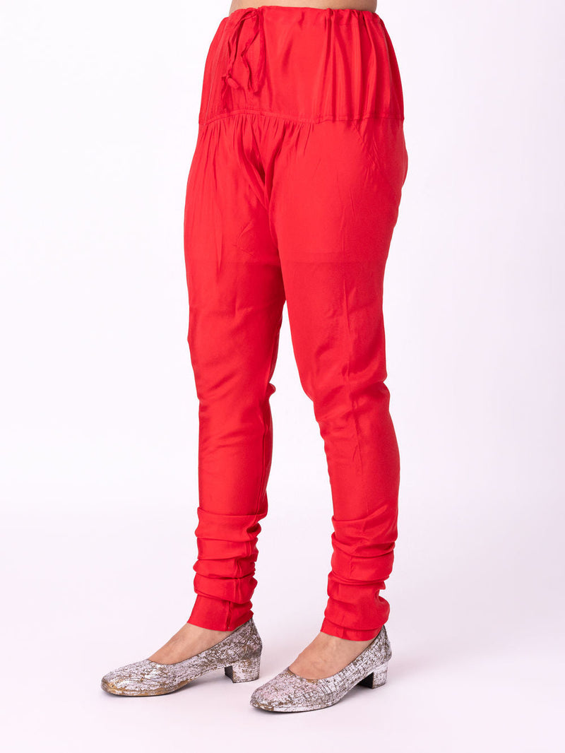 Chunat Churidaar silk pyjama/salwar by Shades of India in red for women in Singapore