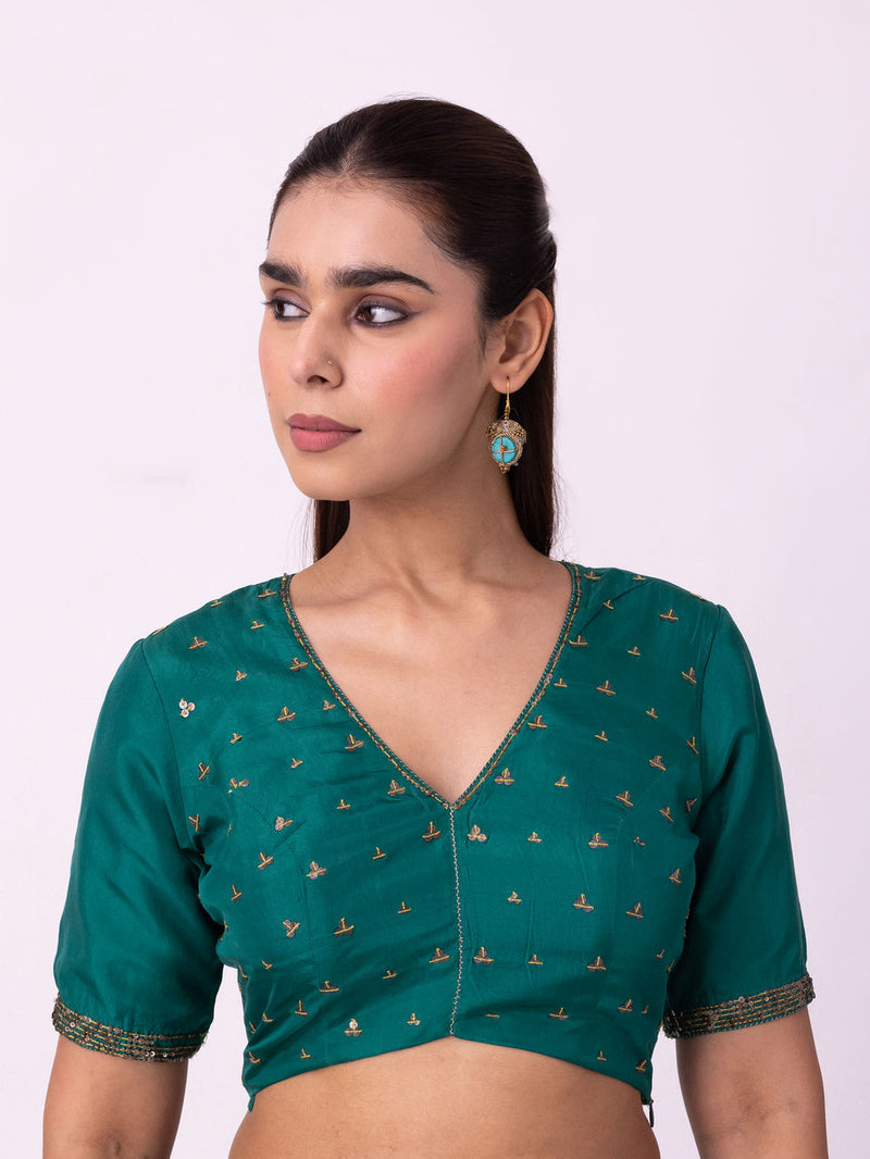 Maira Blouse silk blouse by Shades of India in green for women in Singapore