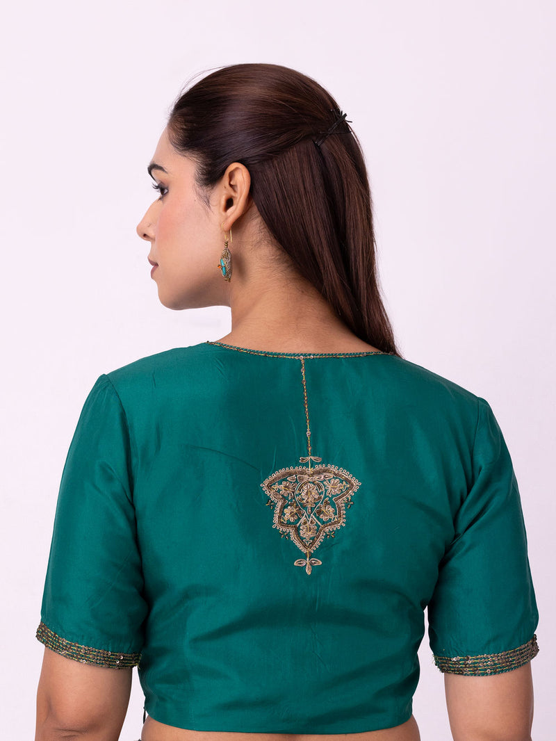 Maira Blouse silk blouse by Shades of India in green for women in Singapore