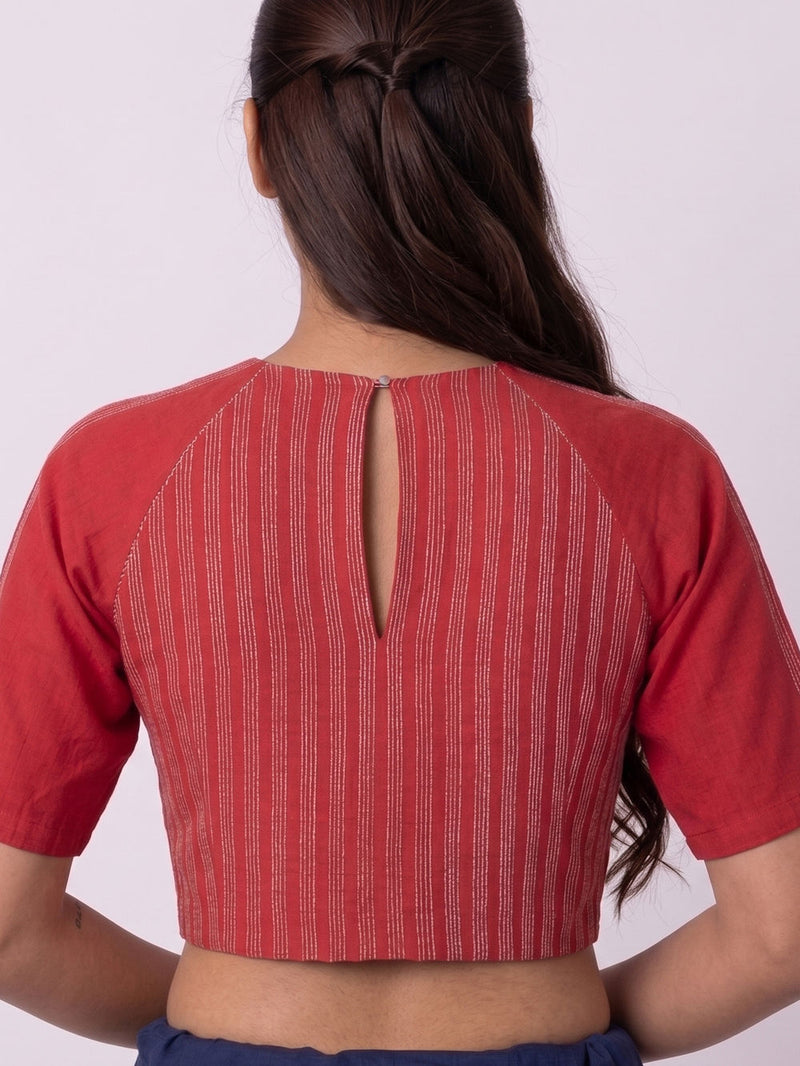 Neesa Blouse chanderi weave blouse by Shades of India in red for women in Singapore
