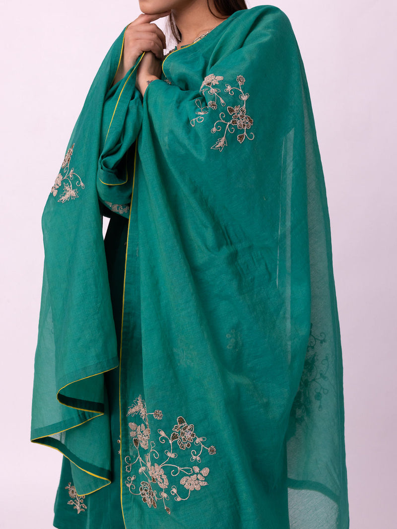 Baani Dupatta chanderi weave dupatta by Shades of India in green for women in Singapore