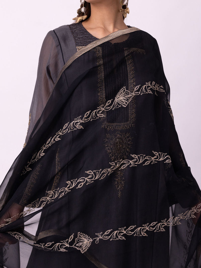 Saba Dupatta organza dupatta by Shades of India in black for women in Singapore