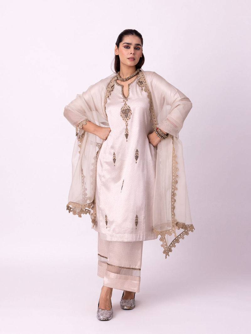 Kavan Dupatta organza dupatta by Shades of India in beige for women in Singapore