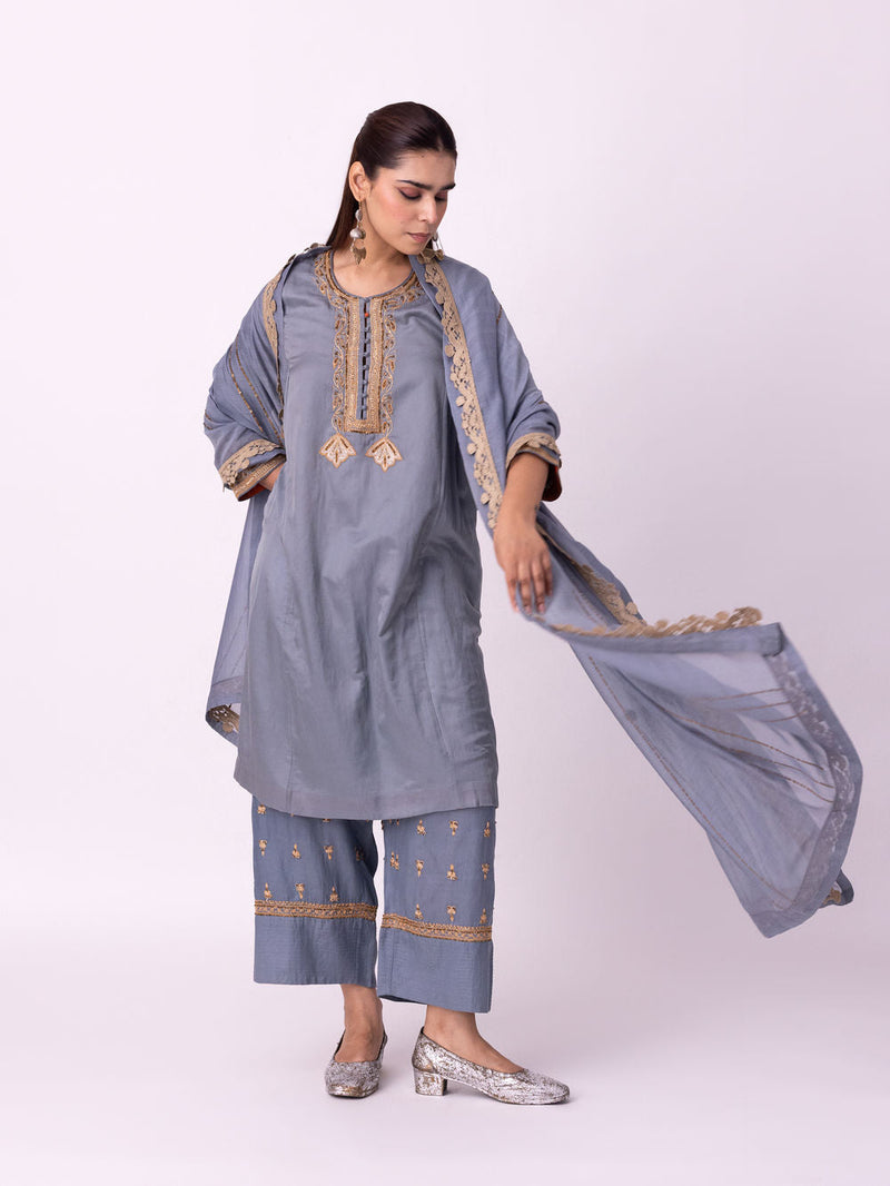 Amaal Dupatta chanderi weave dupatta by Shades of India in blue for women in Singapore