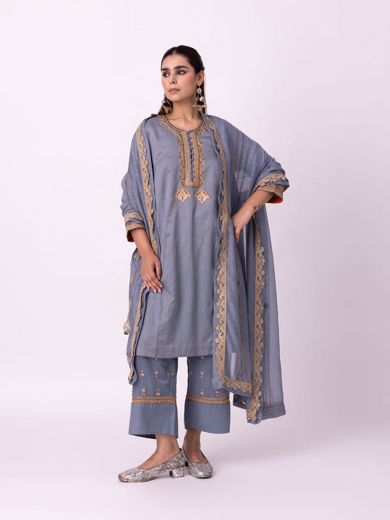 Amaal Dupatta chanderi weave dupatta by Shades of India in blue for women in Singapore