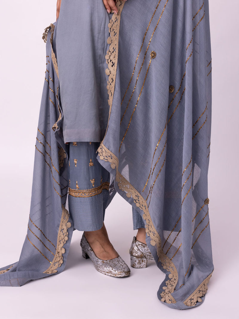 Amaal Dupatta chanderi weave dupatta by Shades of India in blue for women in Singapore
