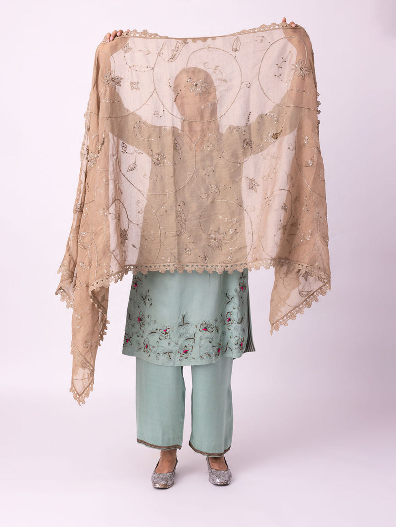 Zubi Dupatta tissue dupatta by Shades of India in grey for women in Singapore