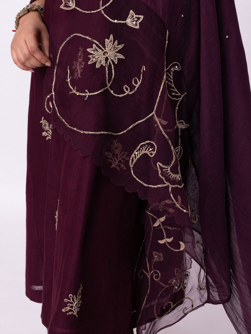 Jogi Dupatta chanderi weave dupatta by Shades of India in wine for women in Singapore