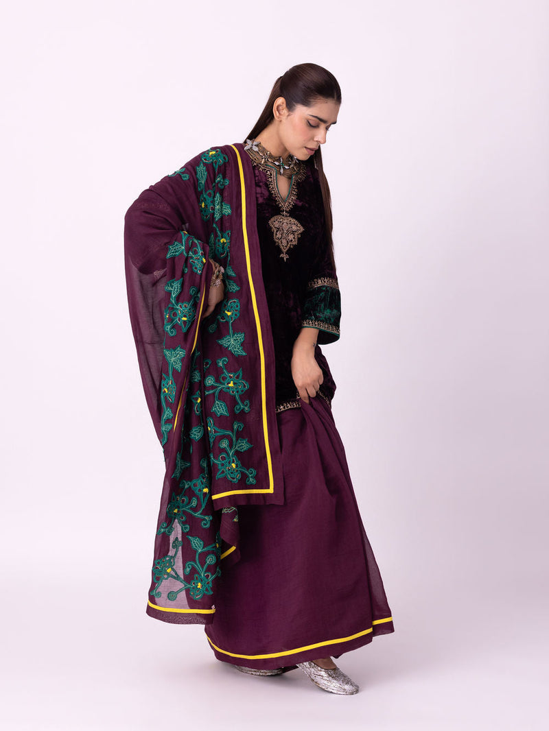 Aabha Saree chanderi weave saree by Shades of India in wine for women in Singapore