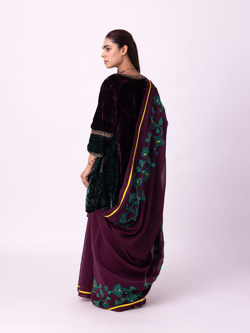 Aabha Saree chanderi weave saree by Shades of India in wine for women in Singapore