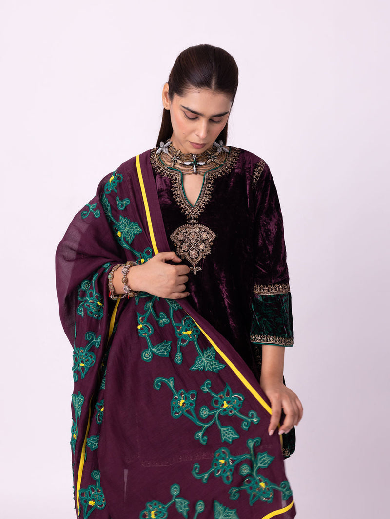 Aabha Saree chanderi weave saree by Shades of India in wine for women in Singapore