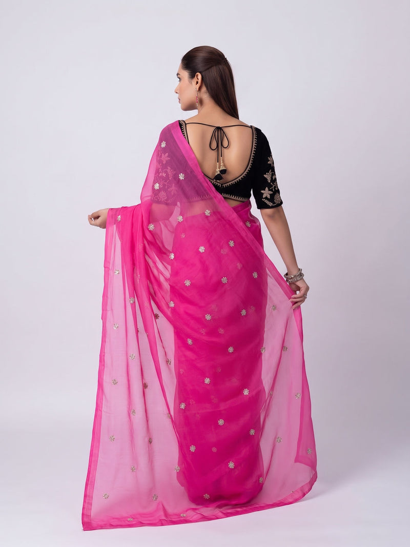 Naqsh Saree silk organza saree by Shades of India in pink for women in Singapore
