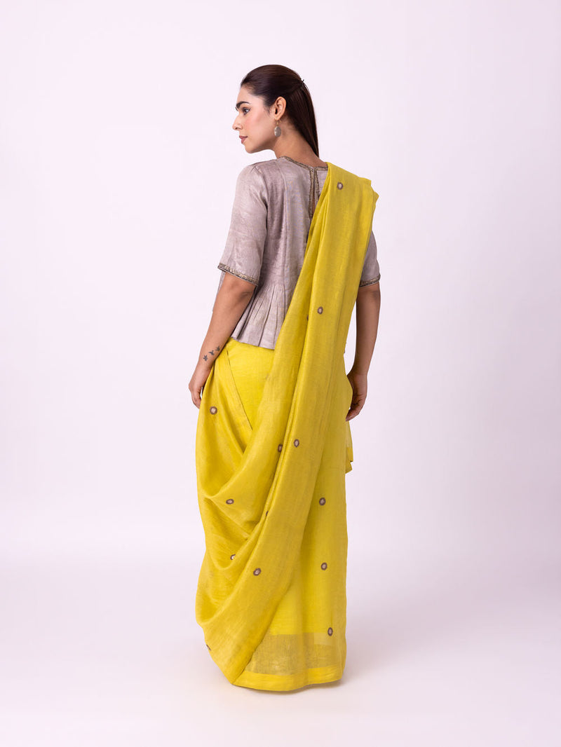 Iraaya Saree chanderi weave saree by Shades of India in yellow for women in Singapore