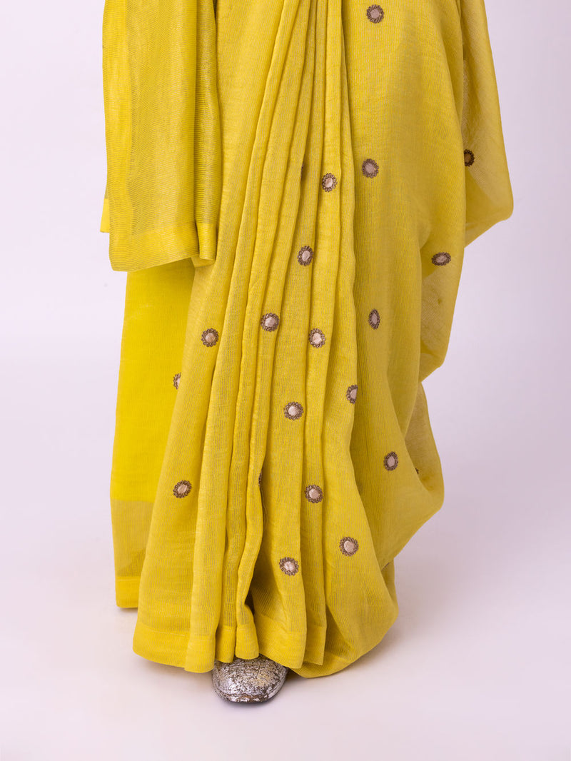 Iraaya Saree chanderi weave saree by Shades of India in yellow for women in Singapore