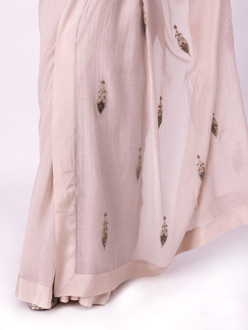 Avani Saree chanderi weave saree by Shades of India in beige for women in Singapore