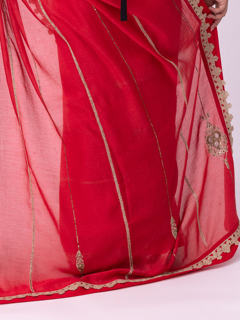 Mihika Saree chanderi weave saree by Shades of India in red for women in Singapore