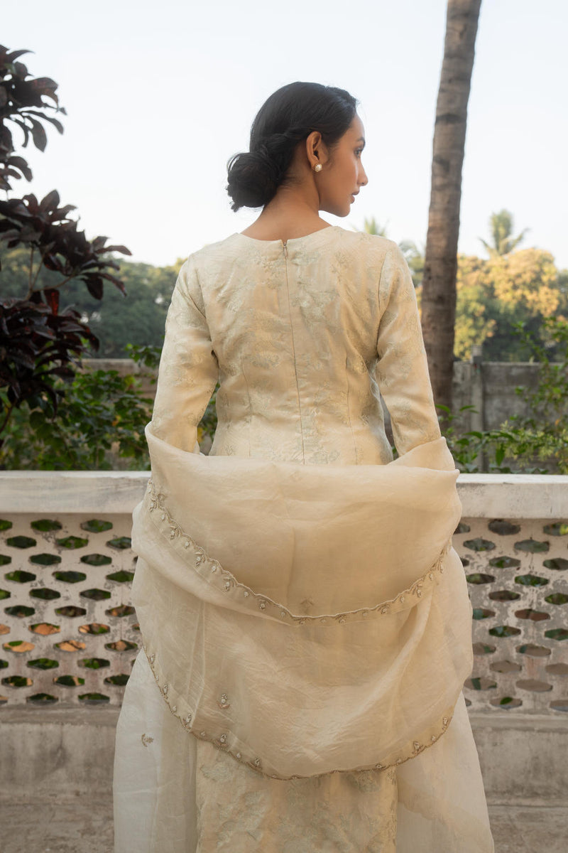 PH-3082 Kurta Pant set-Ivory by Paulmi & Harsh in ivory color for women in Singapore