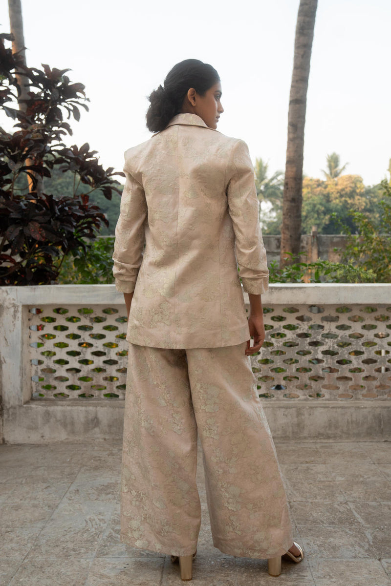 PH-3087 Blazer Pant Set-Ivory by Paulmi & Harsh in ivory color for women in Singapore