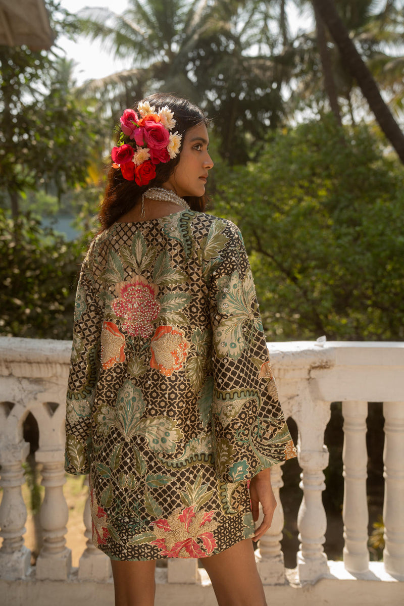 PH-3093 Dress-Black silk by Paulmi & Harsh in black color for women in Singapore