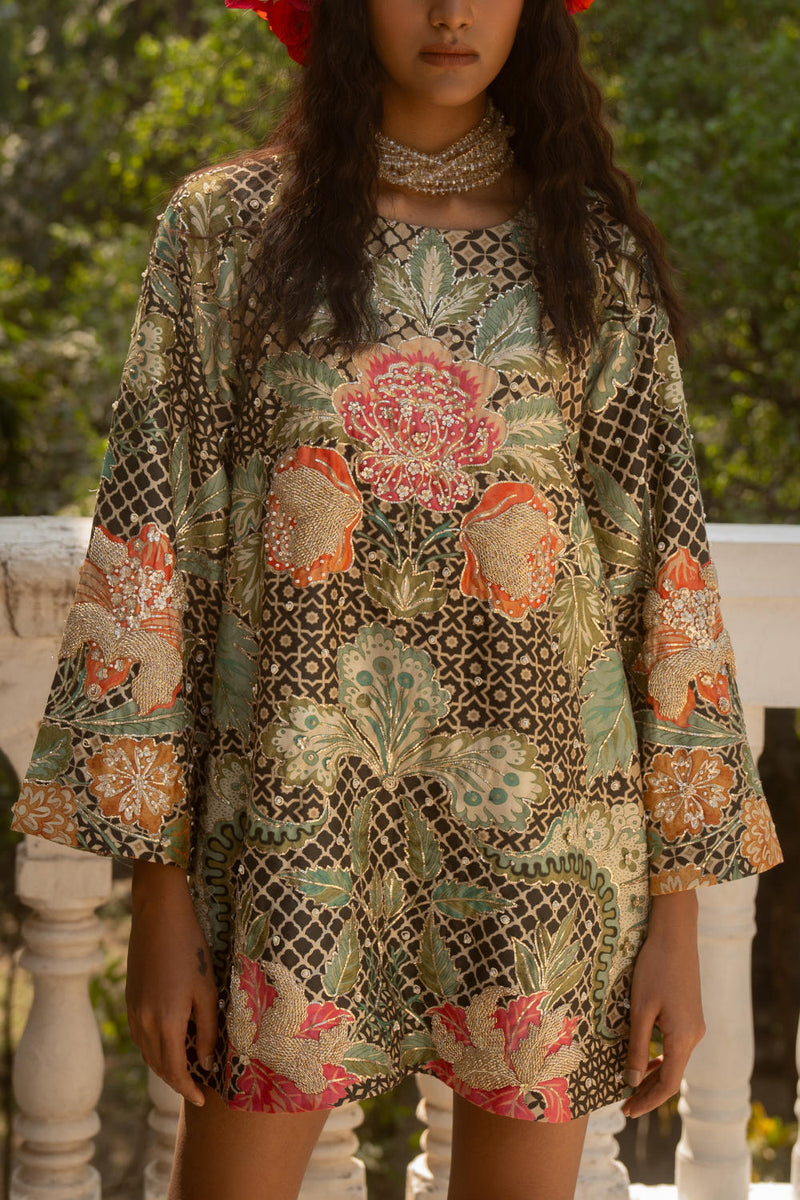 PH-3093 Dress-Black silk by Paulmi & Harsh in black color for women in Singapore