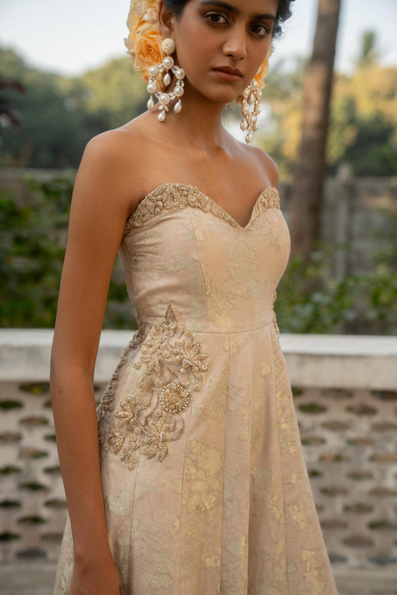 PH-3096 Jumpsuit-Ivory by Paulmi & Harsh in ivory color for women in Singapore