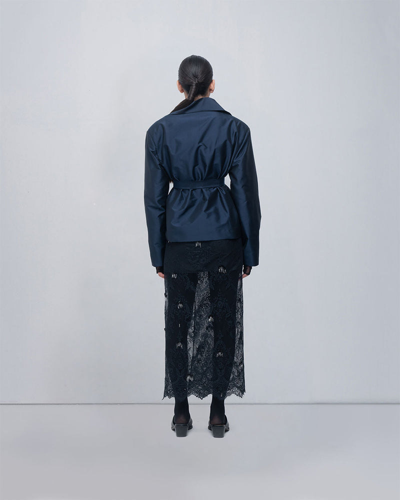 Zelie Jacket viscose jacket/overlay by Leh Studios in blue for women in Singapore