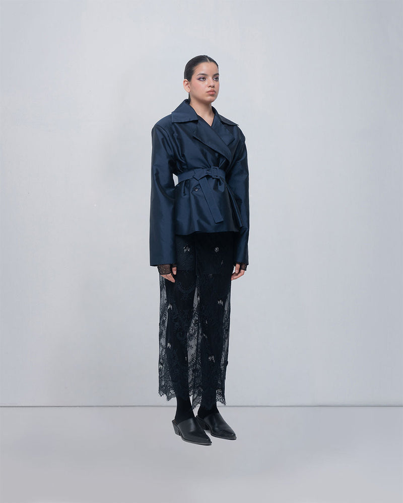 Zelie Jacket viscose jacket/overlay by Leh Studios in blue for women in Singapore