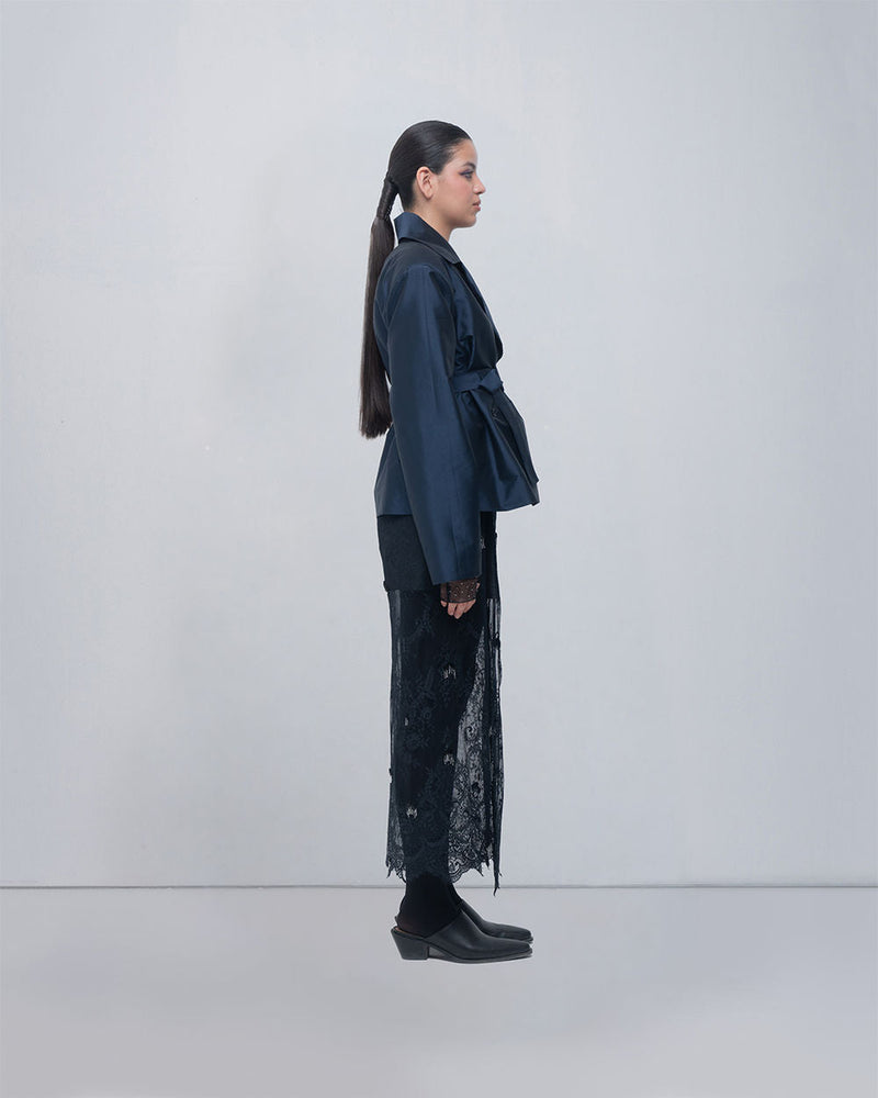 Zelie Jacket viscose jacket/overlay by Leh Studios in blue for women in Singapore