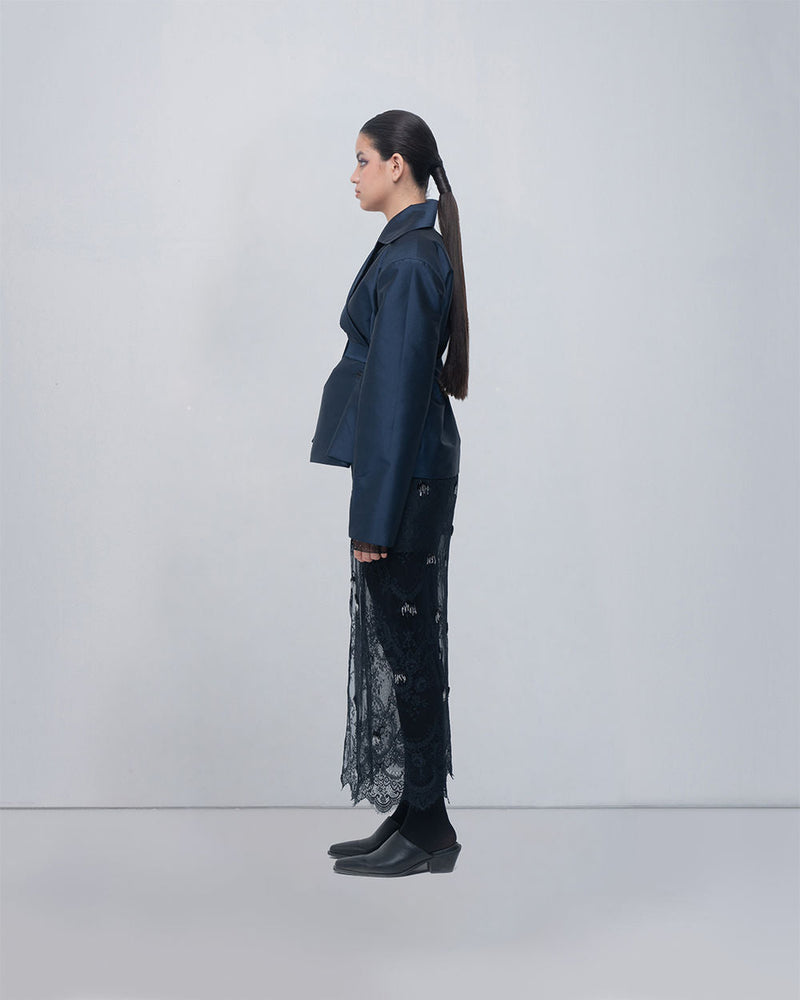 Zelie Jacket viscose jacket/overlay by Leh Studios in blue for women in Singapore