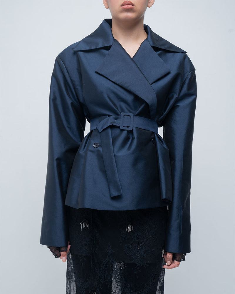 Zelie Jacket viscose jacket/overlay by Leh Studios in blue for women in Singapore