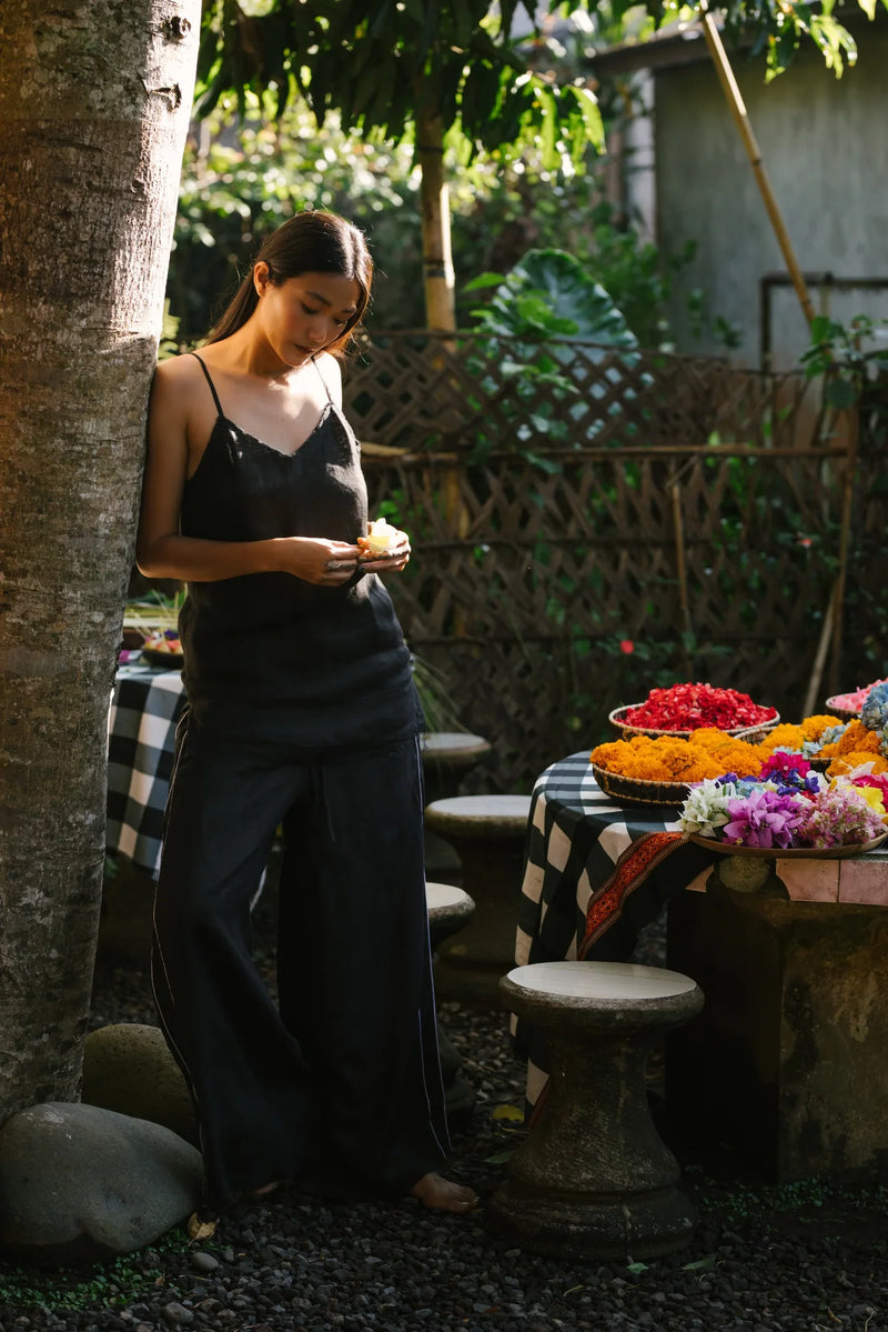 YOI REFINED CAMISOLE TOP SET linen Buy YOI REFINED CAMISOLE TOP SET from C&W | Co-Ord Sets for Women by Ituvana in black color for women in Singapore