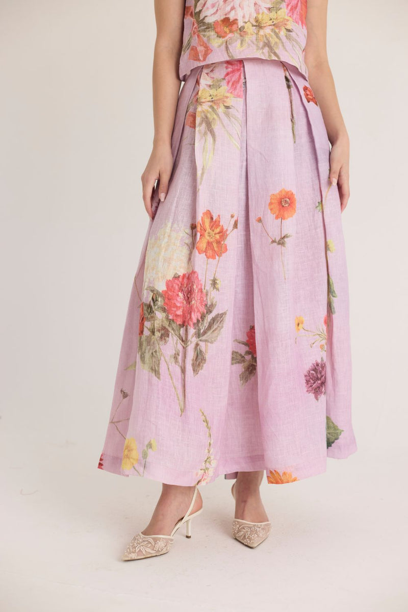GIGGLE BERRY LINEN TOP & SKIRT SET linen by Yam for women in Singapore
